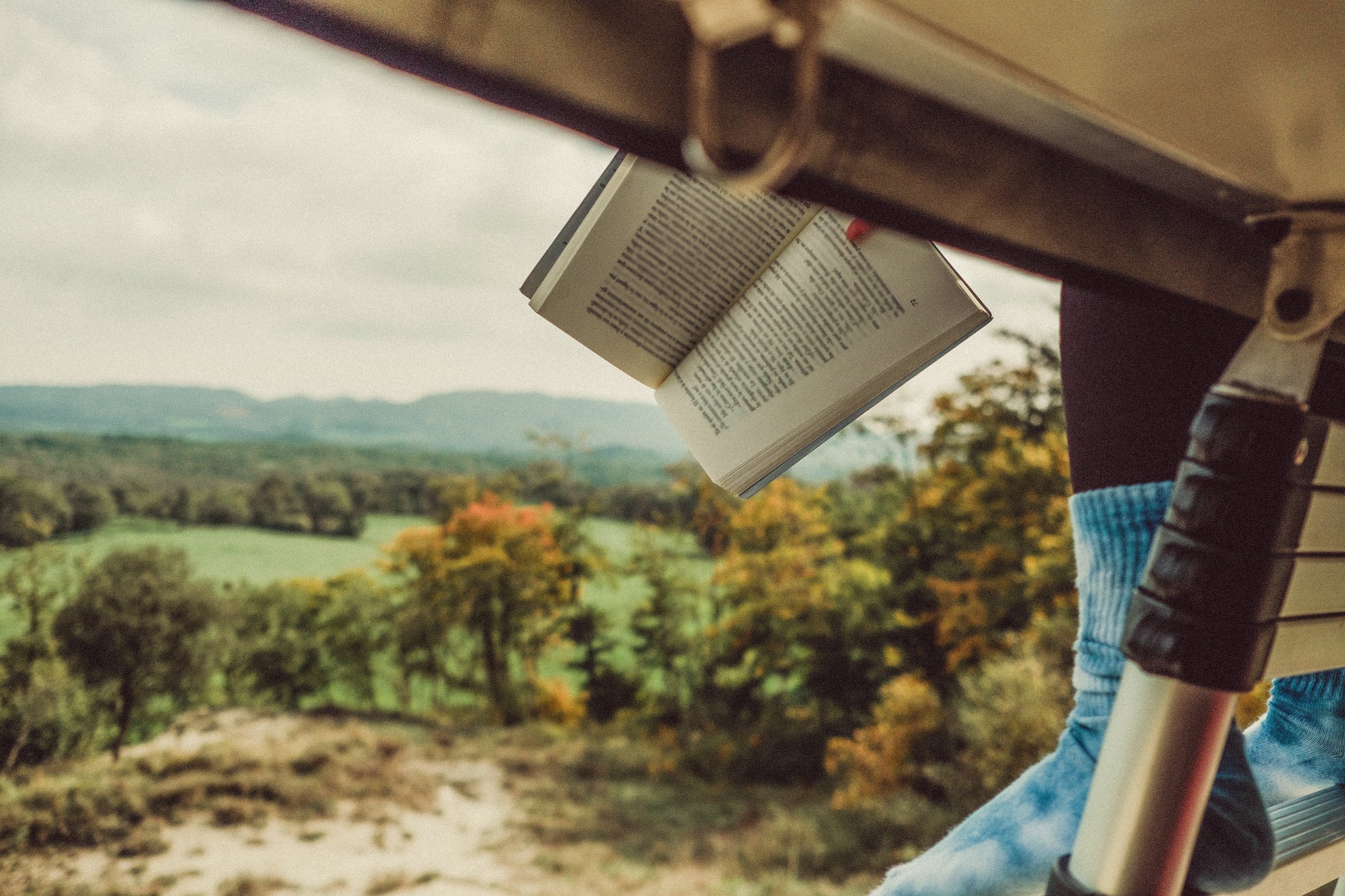 Book Clipped on the Hood of RV